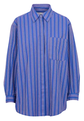 ACOTE ZOFIA - Camisa oversize de mezcla de algodón con cuello clásico en azul