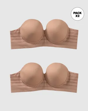 Paquete x2 brasieres tipo bustier Support Strapless con buen cubrimiento